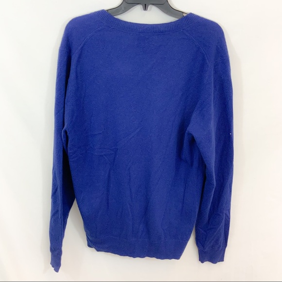 New Qi Cashmere Royal Blue V-Neck Cardigan - Picture 3 of 4